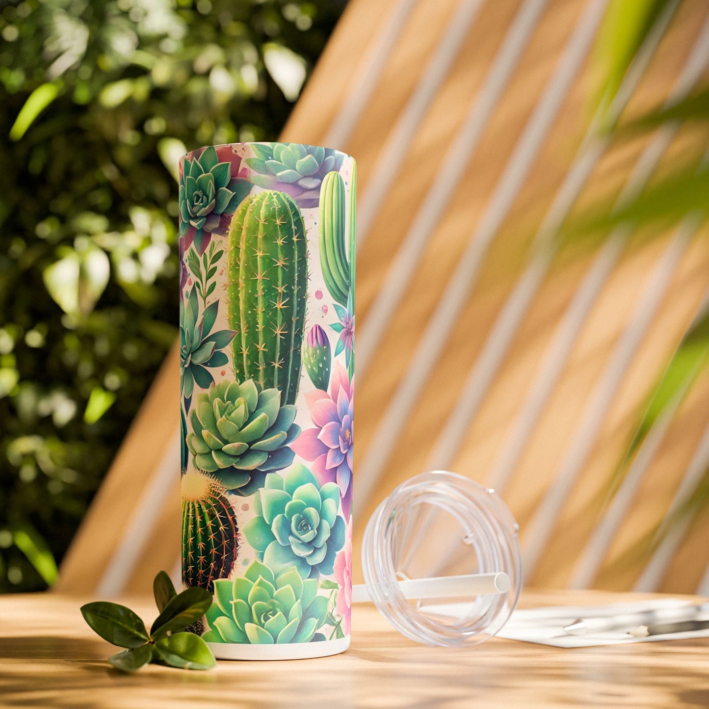 Cactus Flowers - SleekSip Skinny 20oz Tumbler with Straw