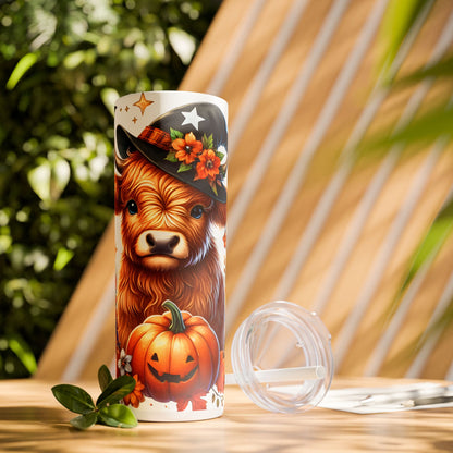 Cute Halloween Cow - SleekSip Skinny 20oz Tumbler with Straw