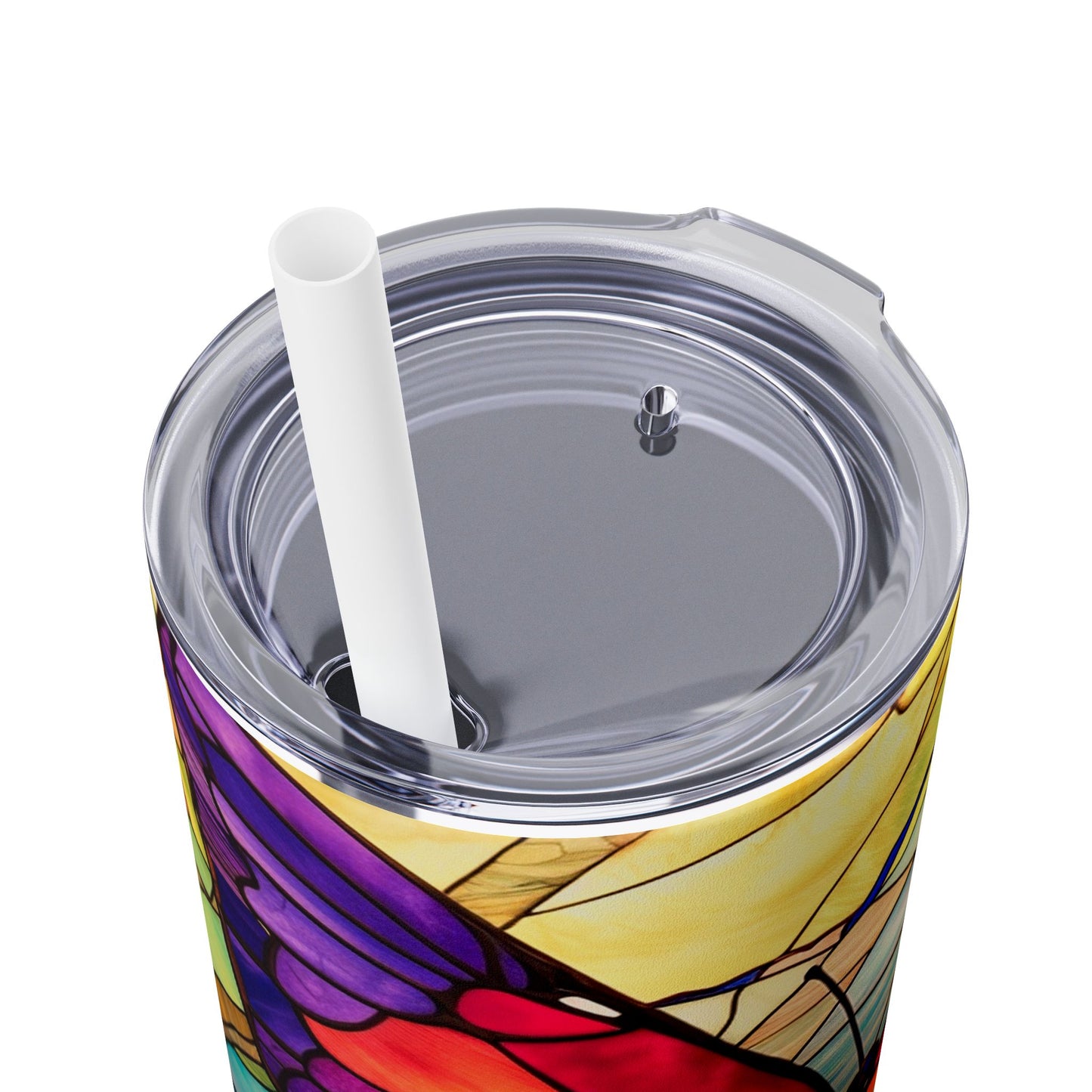 Butterfly Stained Glass - SleekSip Skinny 20oz Tumbler with Straw