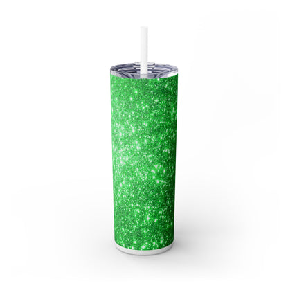 Green Sparkles - SleekSip Skinny 20oz Tumbler with Straw