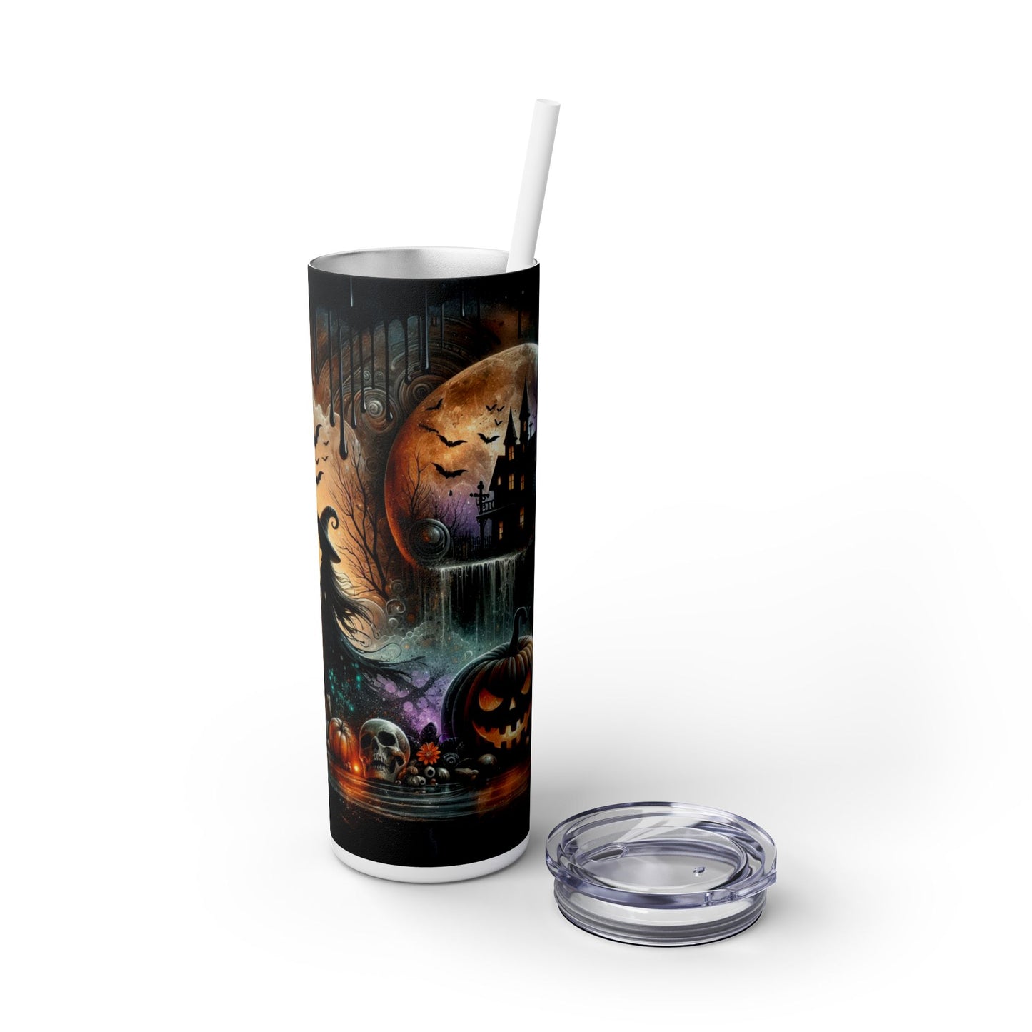 Spooky Halloween Witch - SleekSip Skinny 20oz Tumbler with Straw