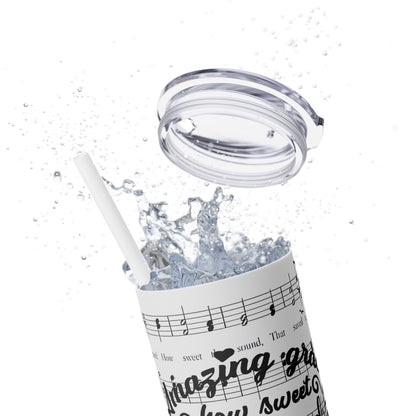 Amazing Grace Music Notes - SleekSip Skinny 20oz Tumbler with Straw