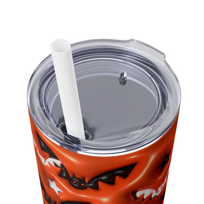 3D Inflated Halloween Bats - SleekSip Skinny 20oz Tumbler with Straw