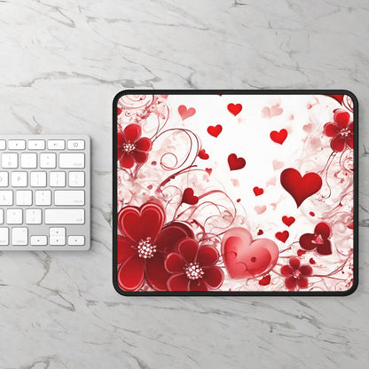 Love-Powered Floral Hearts Mouse Pad – For Smooth Moves