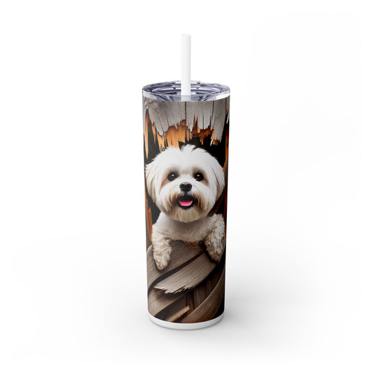 Dog Breaking Through Fence - SleekSip Skinny 20oz Tumbler with Straw