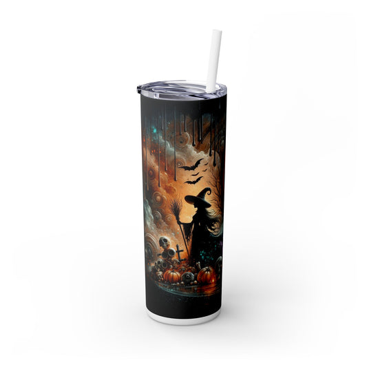 Spooky Halloween Witch - SleekSip Skinny 20oz Tumbler with Straw