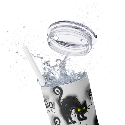 3D Inflated Halloween Cat - SleekSip Skinny 20oz Tumbler with Straw