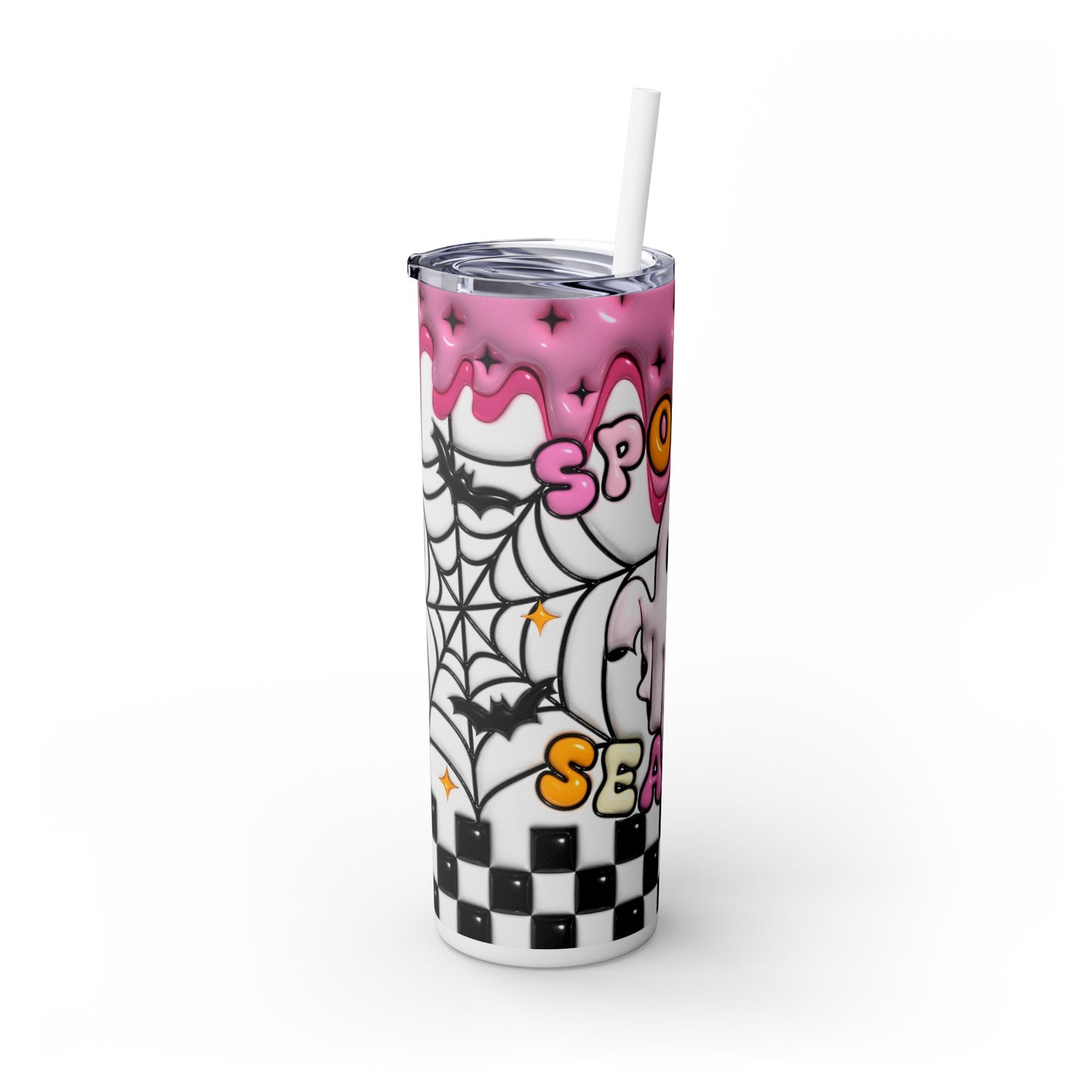 3D Inflated Halloween Ghost - SleekSip Skinny 20oz Tumbler with Straw