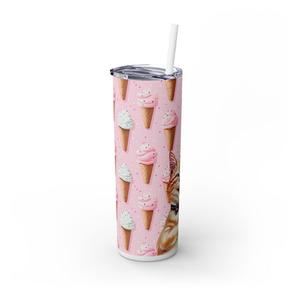 Happy Cat with Ice Cream Tumbler - Sip in Style with a Cool Kitty Twist