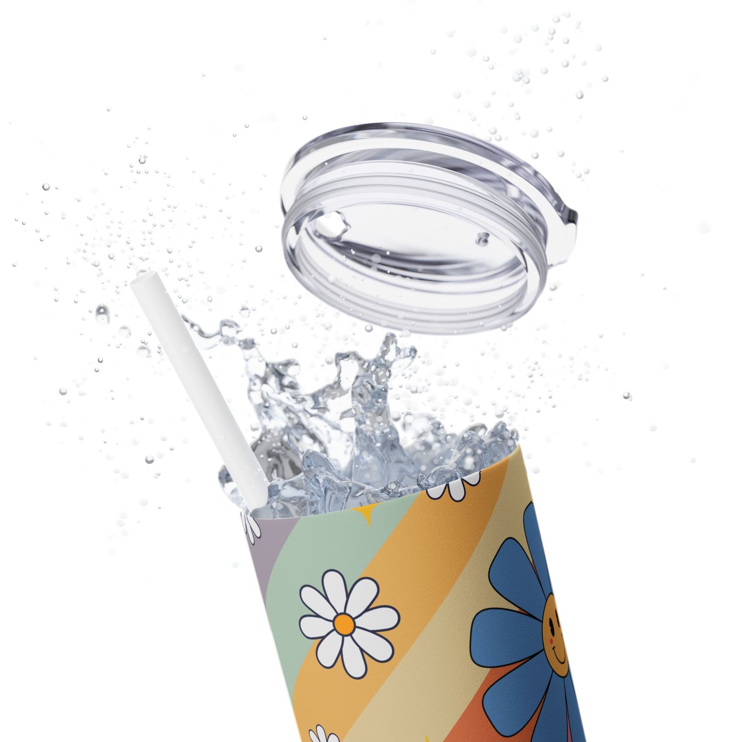 Happy 70s Flower Power - SleekSip Skinny 20oz Tumbler with Straw