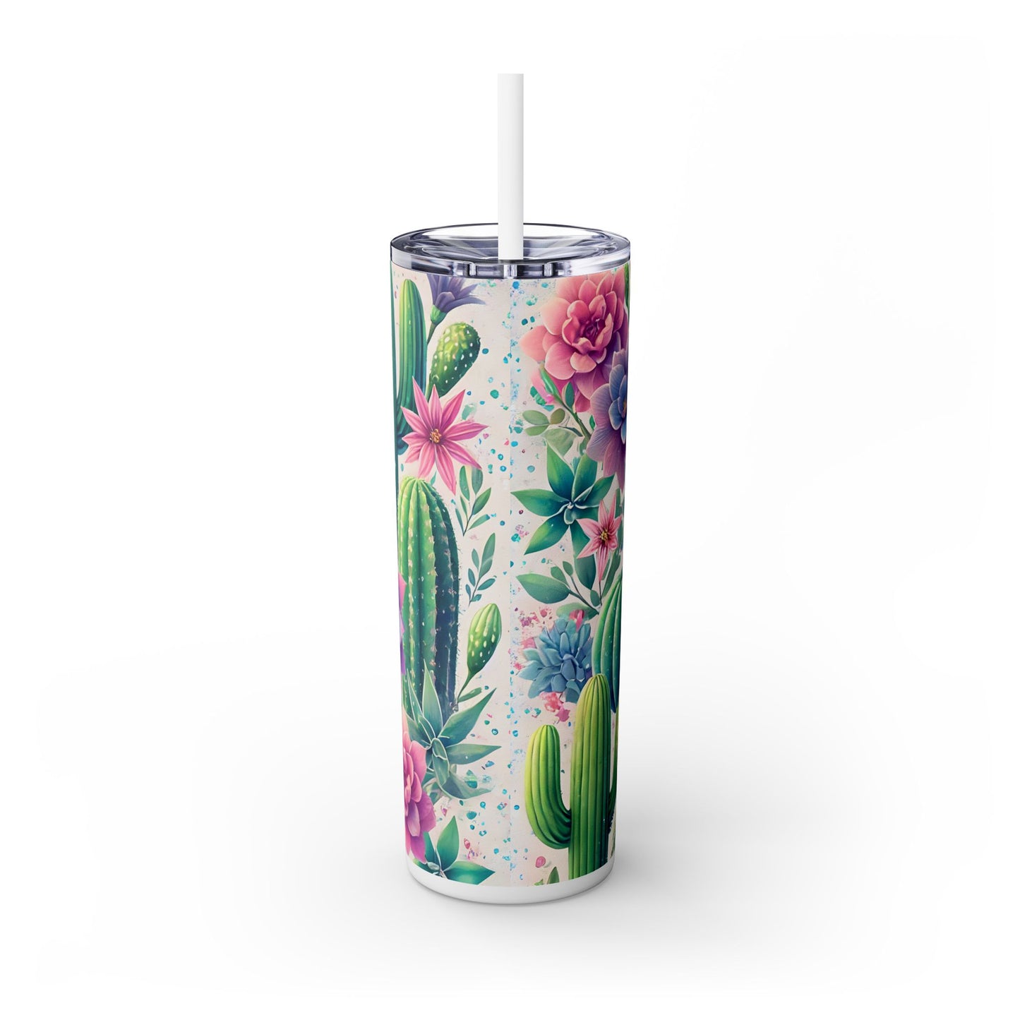 Cactus Flowers - SleekSip Skinny 20oz Tumbler with Straw