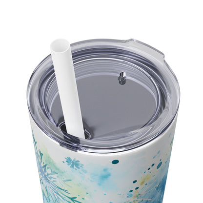 Blue Snowflakes - SleekSip Skinny 20oz Tumbler with Straw