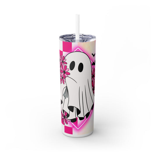 Cute Flower Ghost - SleekSip Skinny 20oz Tumbler with Straw