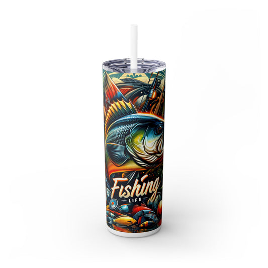 Fishing Life - SleekSip Skinny 20oz Tumbler with Straw