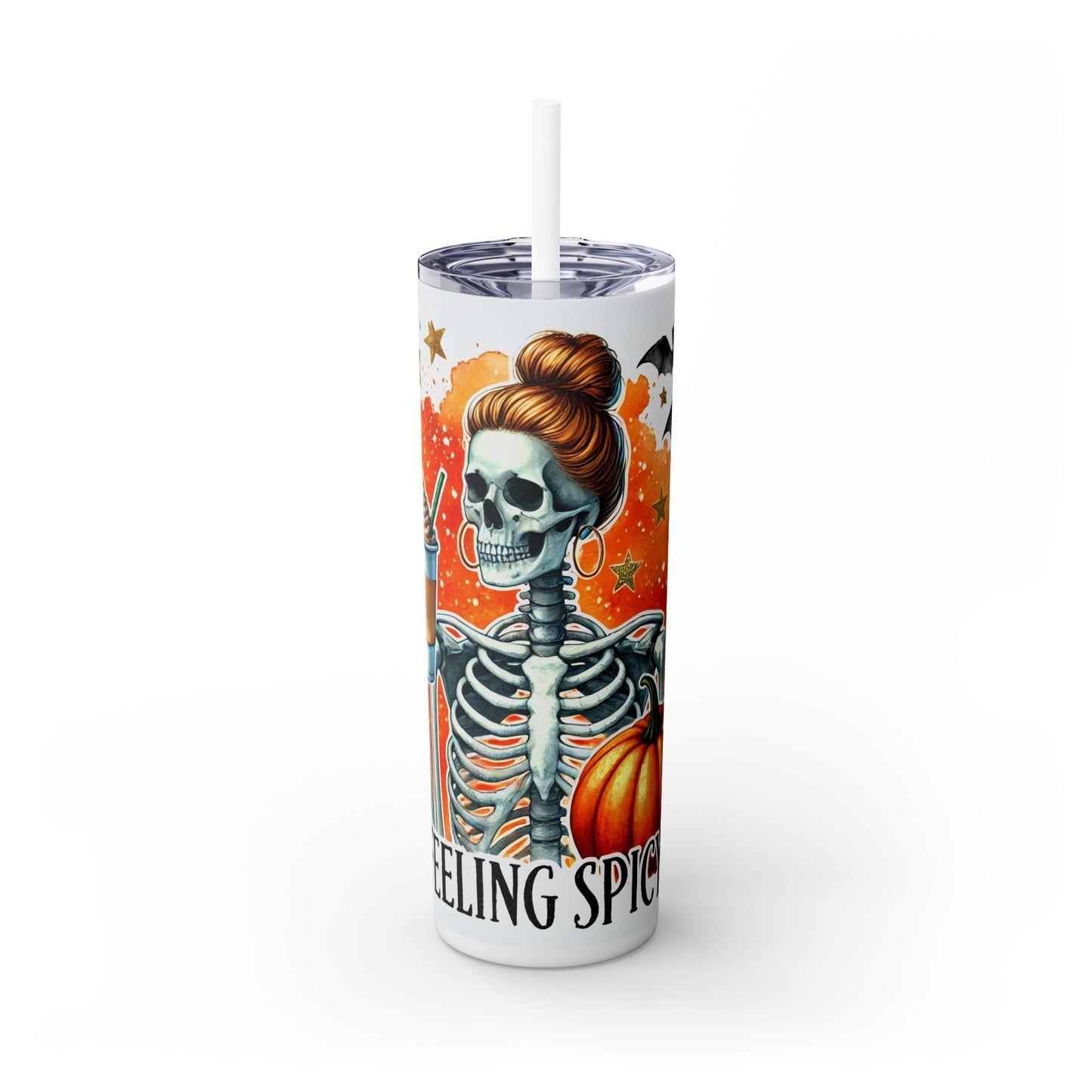 Fall Feeling Spicy Skeleton - SleekSip Skinny 20oz Tumbler with Straw