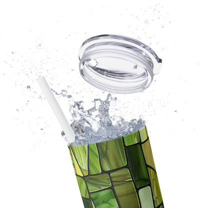 Green Stained Glass - SleekSip Skinny 20oz Tumbler with Straw