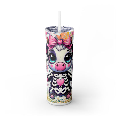 Spooky Halloween Cow - SleekSip Skinny 20oz Tumbler with Straw