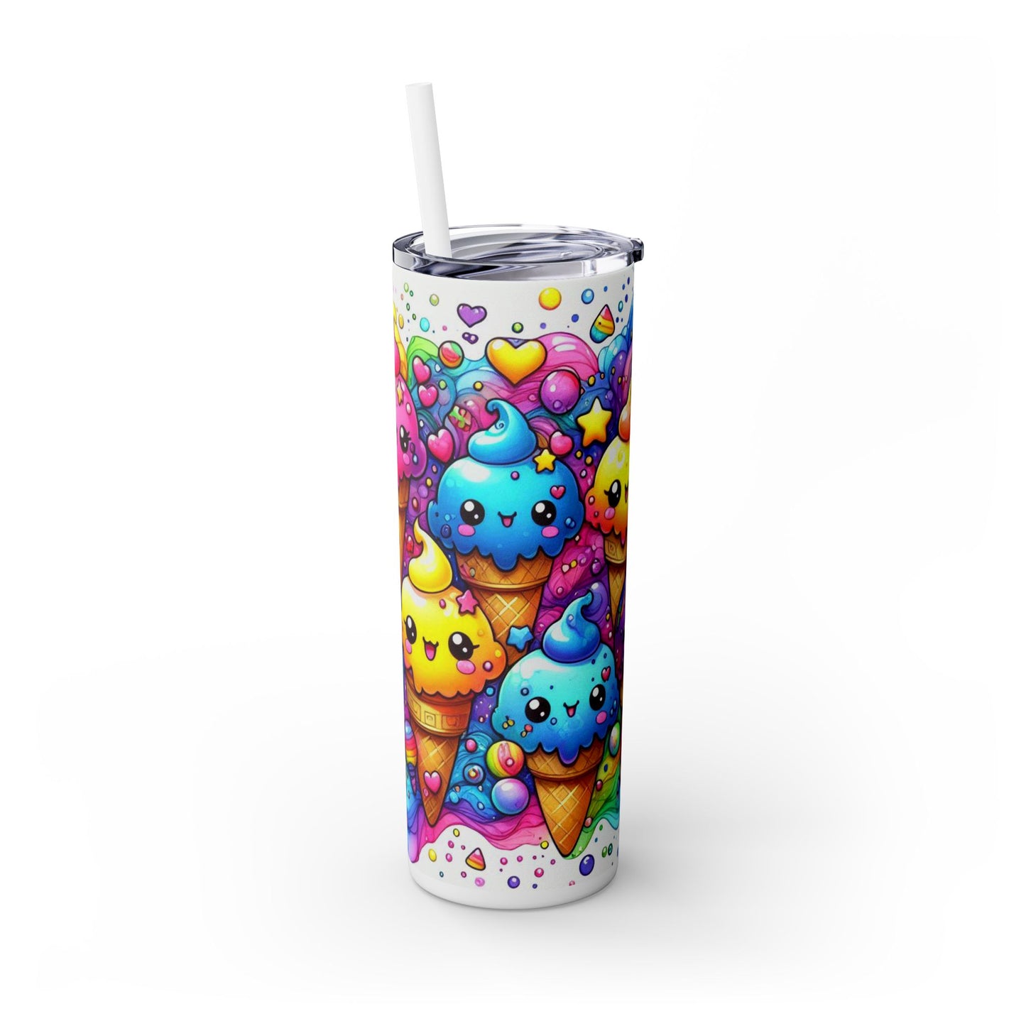 Cute Kawaii Ice Cream - SleekSip Skinny 20oz Tumbler with Straw