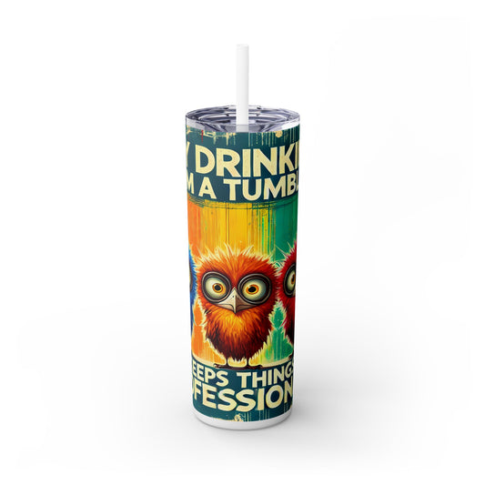 Day Drinking Tumbler - SleekSip Skinny 20oz Tumbler with Straw