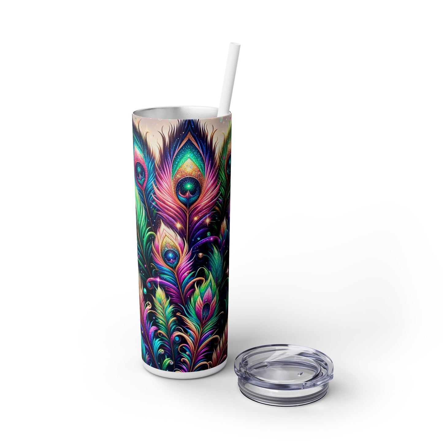 Beautiful Peacock - SleekSip Skinny 20oz Tumbler with Straw