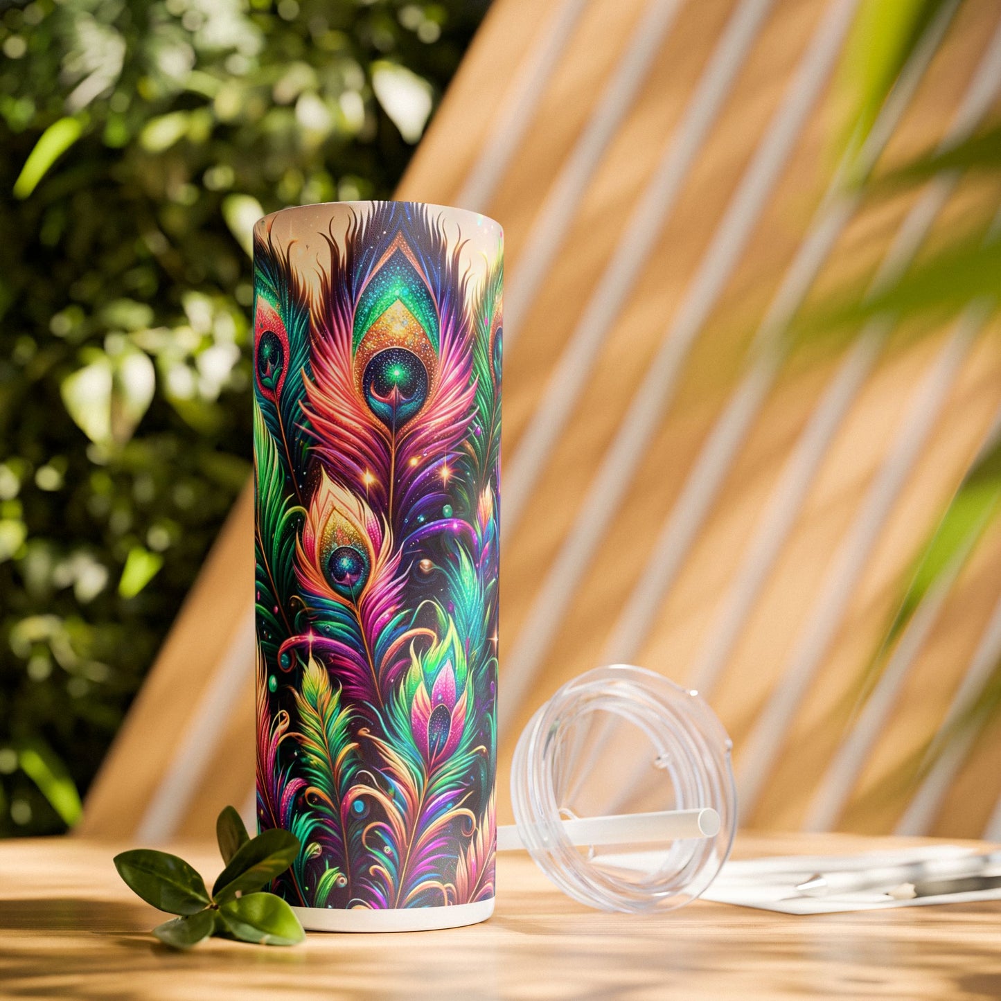 Beautiful Peacock - SleekSip Skinny 20oz Tumbler with Straw