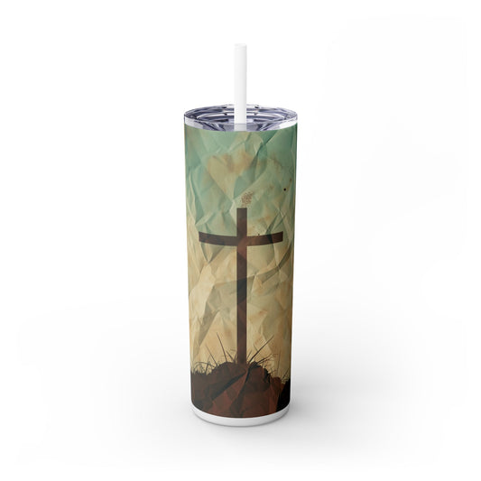 Crinkled Paper Cross - SleekSip Skinny 20oz Tumbler with Straw