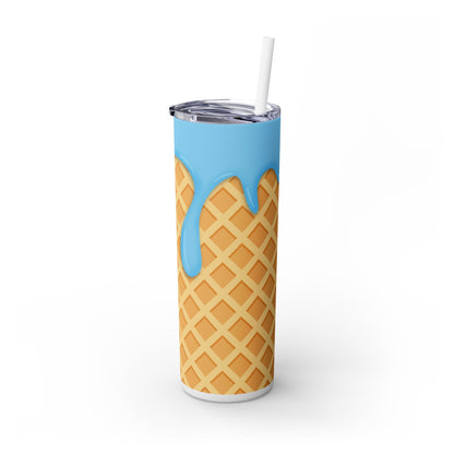 Dripping Ice Cream Waffle Cone - SleekSip Skinny 20oz Tumbler with Straw