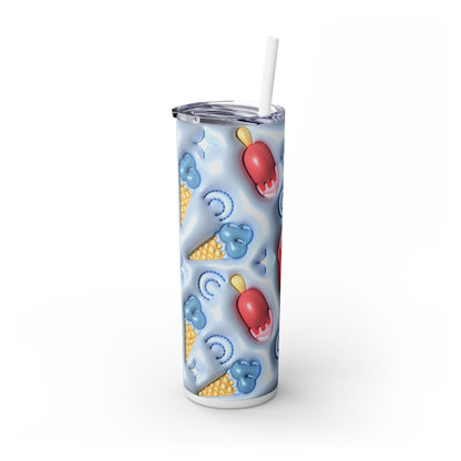 3D Inflated Ice Cream - SleekSip Skinny 20oz Tumbler with Straw