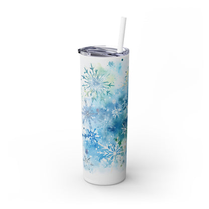 Blue Snowflakes - SleekSip Skinny 20oz Tumbler with Straw