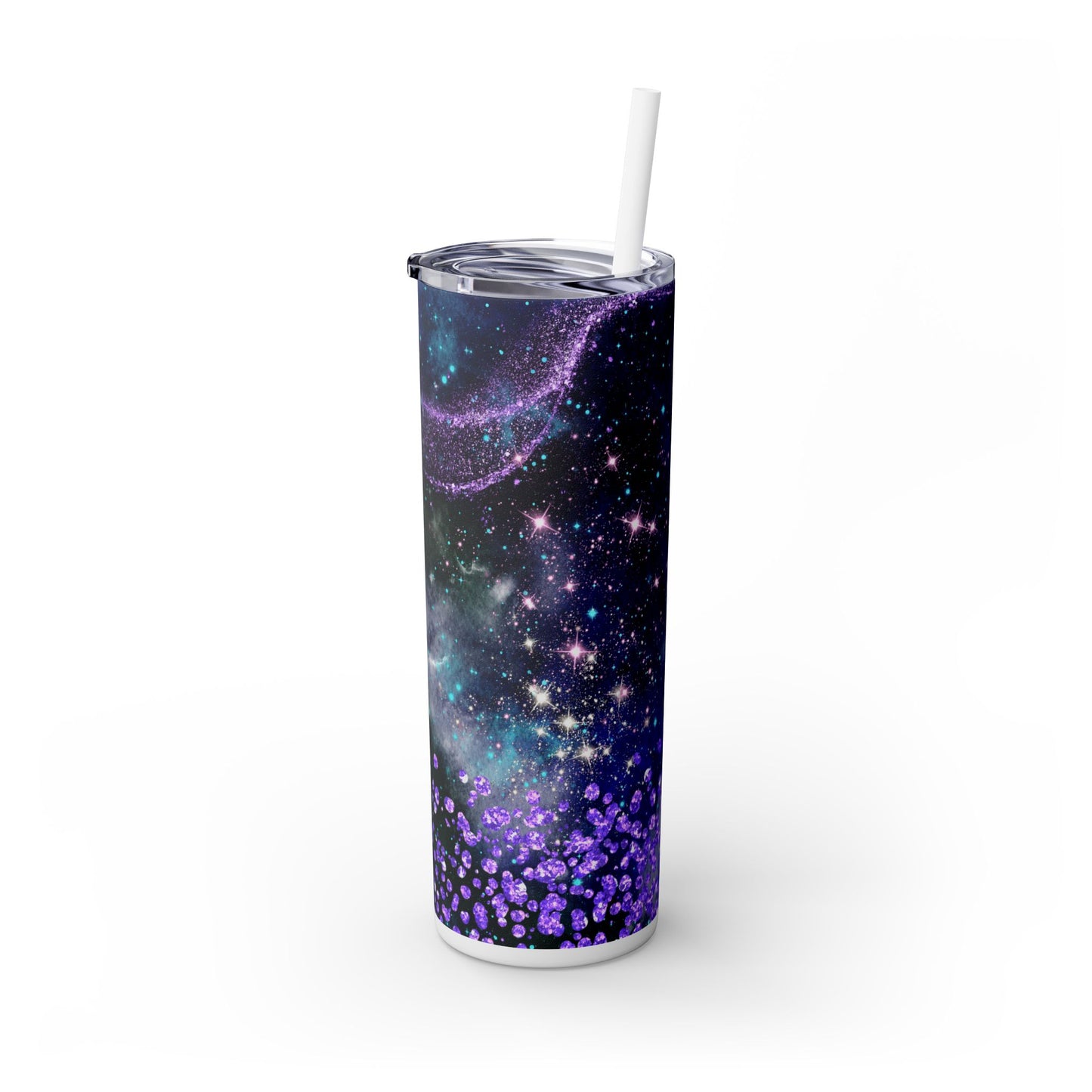 Blue Purple Glitter - SleekSip Skinny 20oz Tumbler with Straw