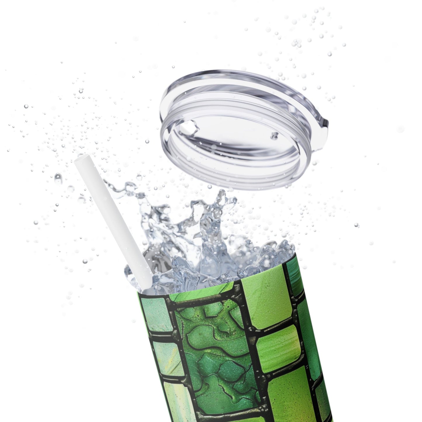 Green Stained Glass - SleekSip Skinny 20oz Tumbler with Straw