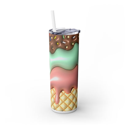 3D Inflated Ice Cream - SleekSip Skinny 20oz Tumbler with Straw