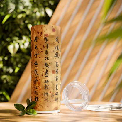 Ancient Japanese Writing - SleekSip Skinny 20oz Tumbler with Straw