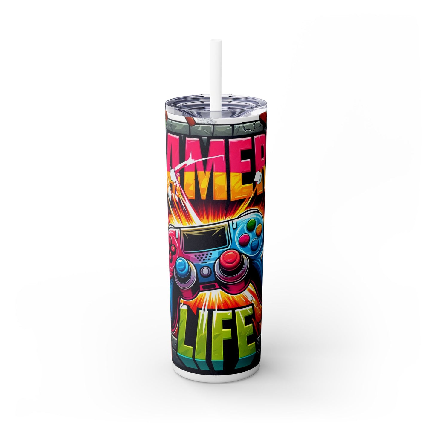 Gamer Life - SleekSip Skinny 20oz Tumbler with Straw