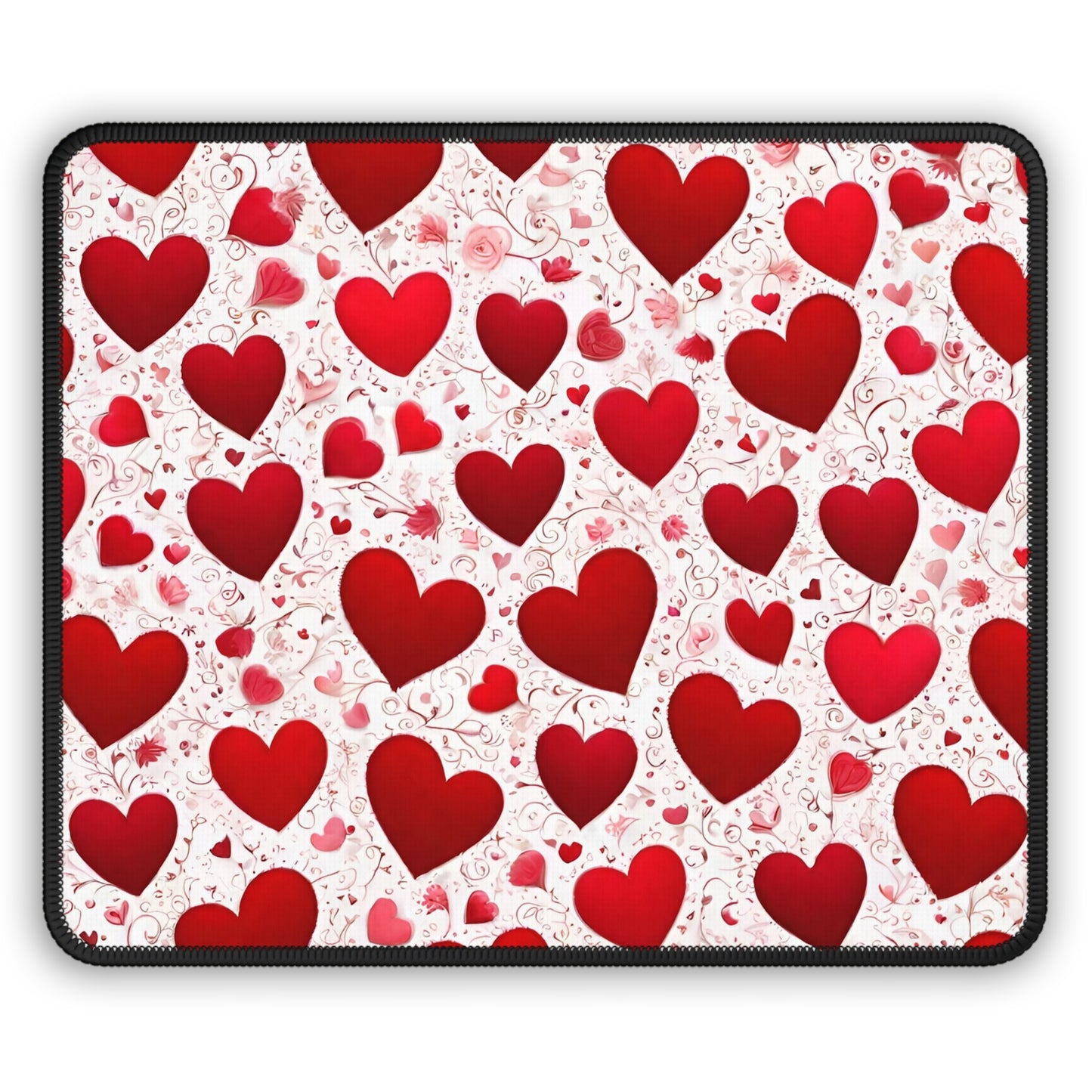 Love-Powered Floral Hearts Mouse Pad – For Smooth Moves