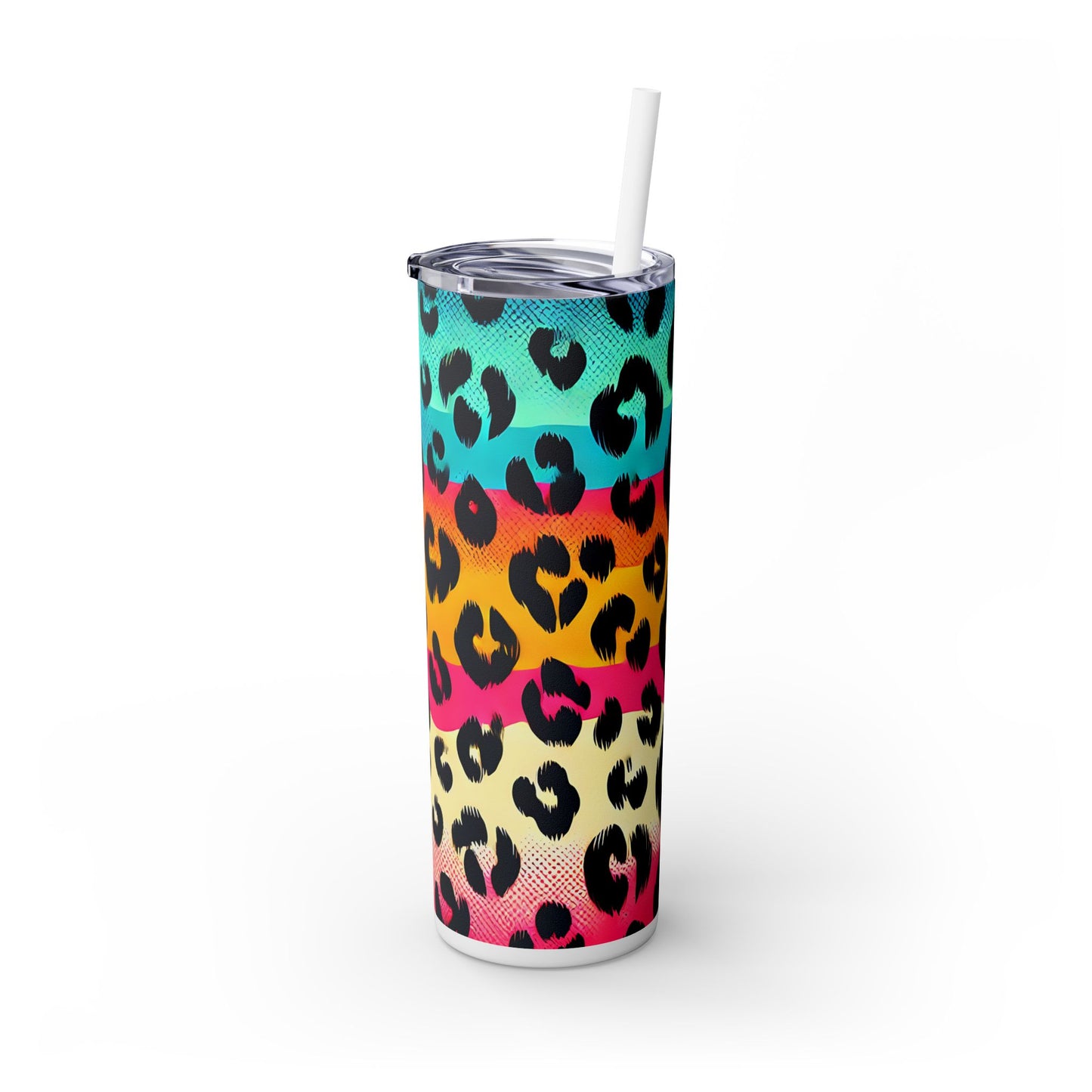 Colorful Animal Print - SleekSip Skinny 20oz Tumbler with Straw