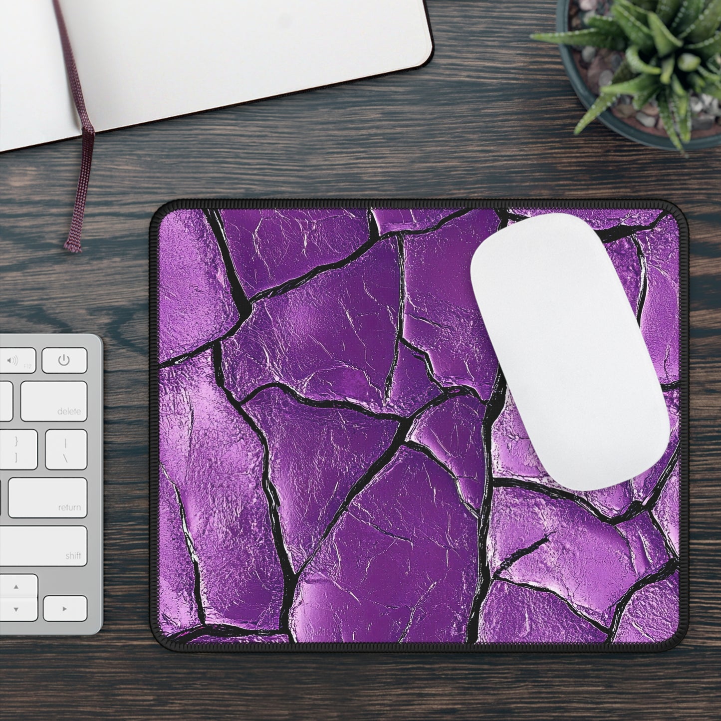 Cracked Purple Elegance Mouse Pad – Add a Pop of Vibrant Texture!