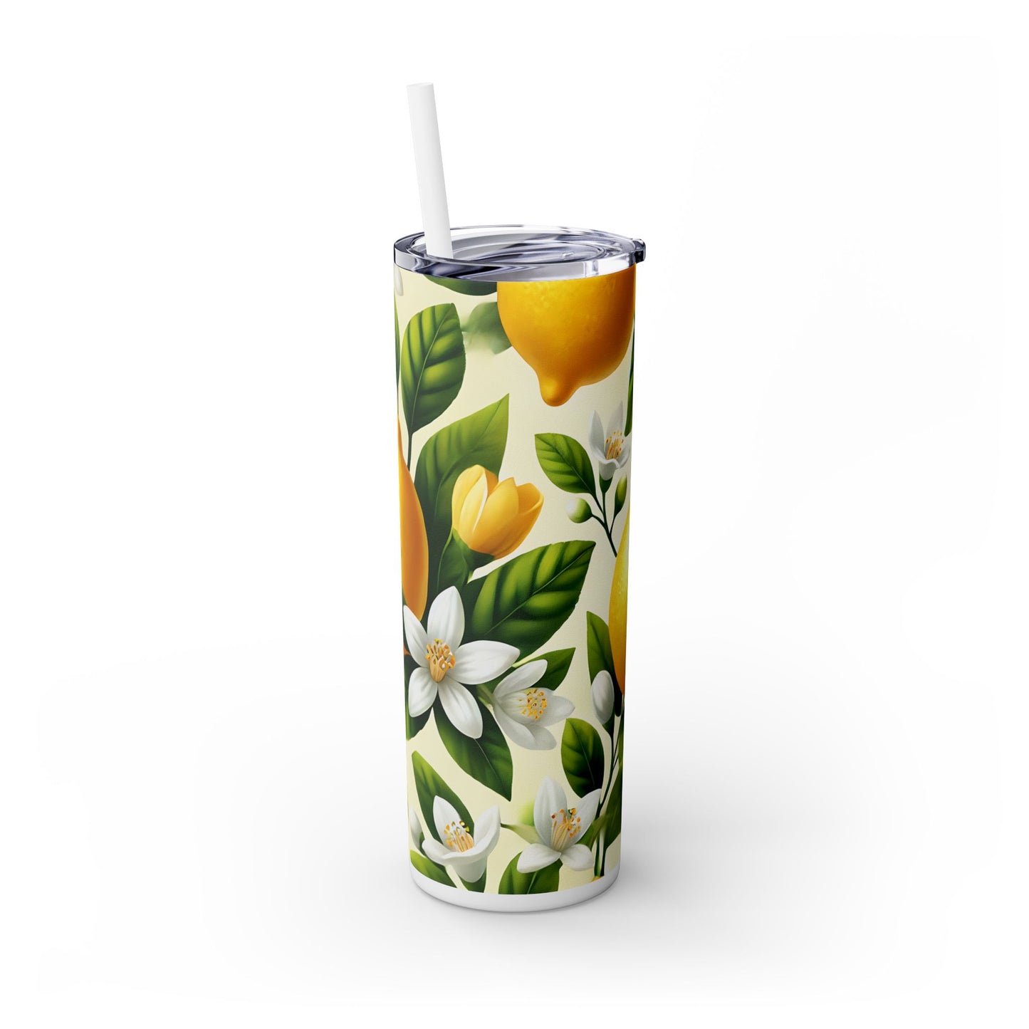 Lemon Tree with Flowers - SleekSip Skinny 20oz Tumbler with Straw