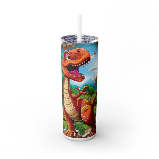 T-Rex Cartoon Dinosaurs - SleekSip Skinny 20oz Tumbler with Straw