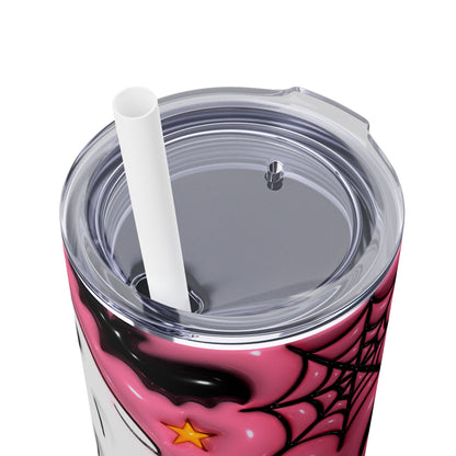 3D Inflated Pink Ghosts - SleekSip Skinny 20oz Tumbler with Straw