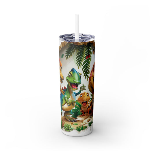 Cartoon Dinosaurs - SleekSip Skinny 20oz Tumbler with Straw