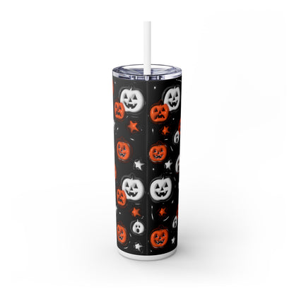 3D Inflated Pumpkins Halloween - SleekSip Skinny 20oz Tumbler with Straw