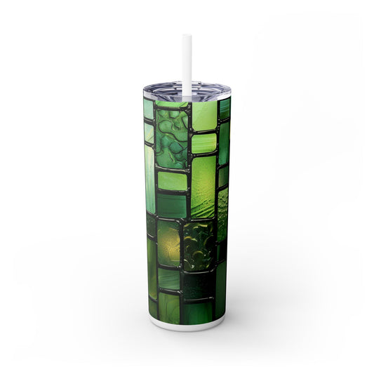 Green Stained Glass - SleekSip Skinny 20oz Tumbler with Straw