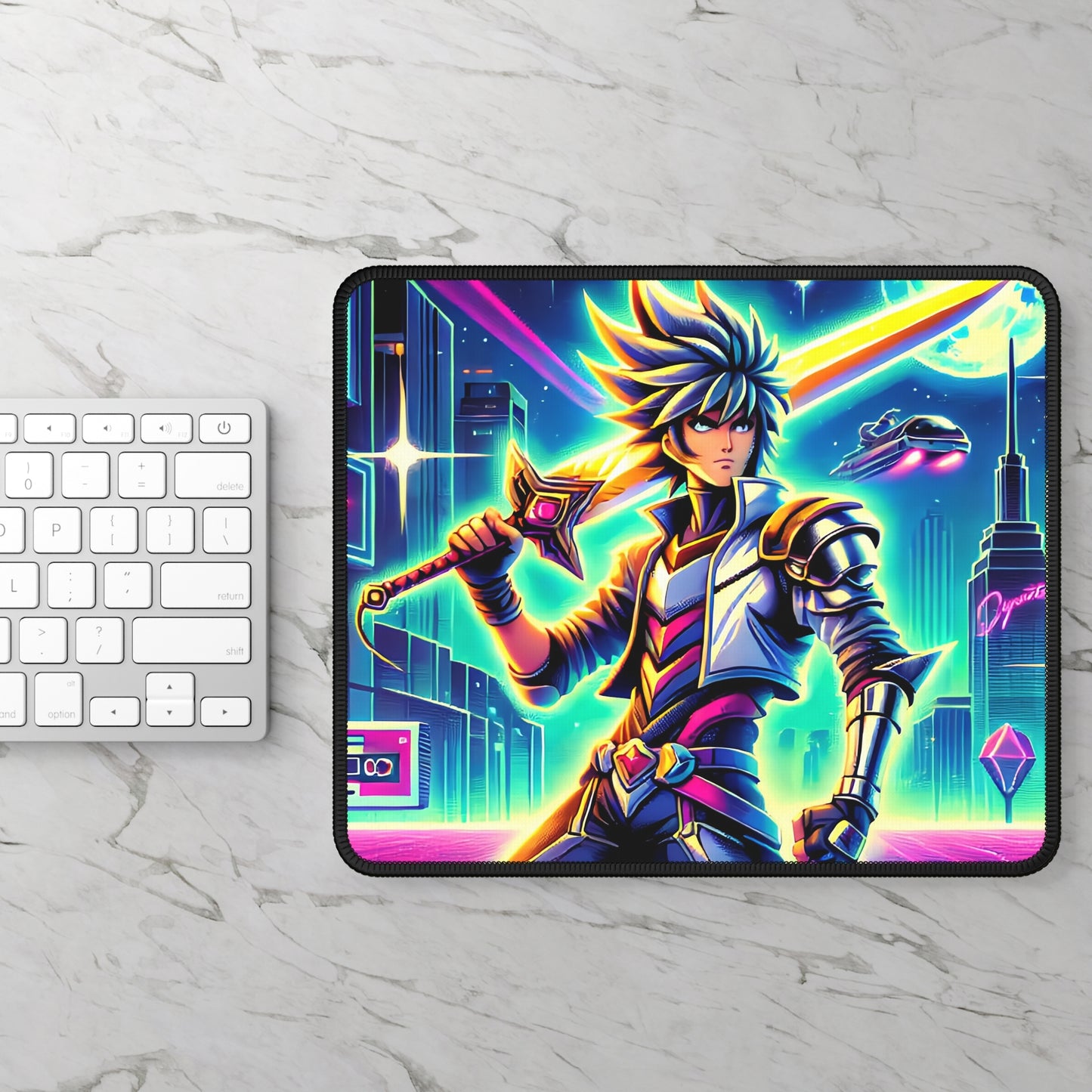 Neon Cyber Warrior Mousepad