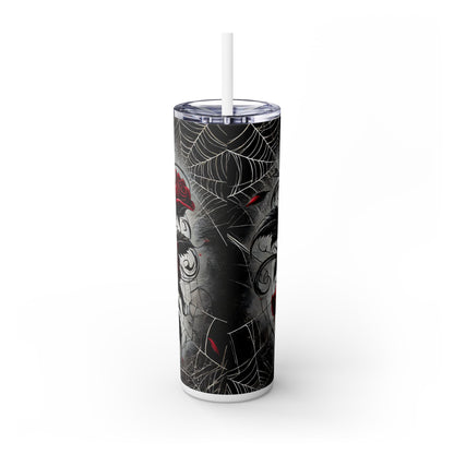 Black Heart Red Rose Spiderwebs - SleekSip Skinny 20oz Tumbler with Straw