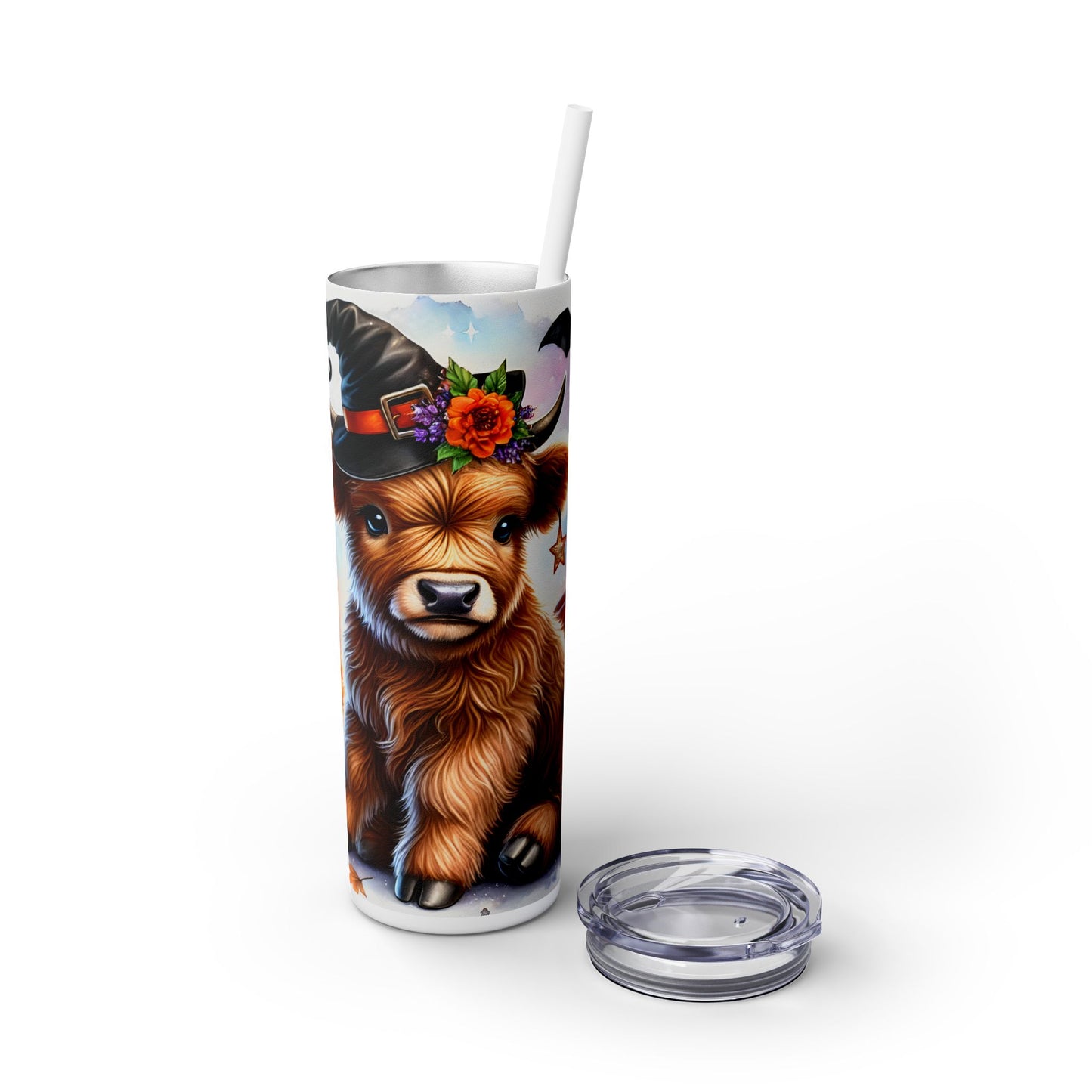 Cute Halloween Cow - SleekSip Skinny 20oz Tumbler with Straw