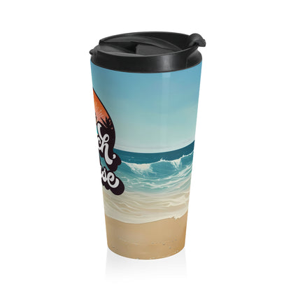 Beach Please Leopard Sunset Stainless Steel Travel Mug – 15oz