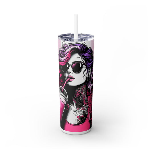 Cool Girl Drinking - SleekSip Skinny 20oz Tumbler with Straw