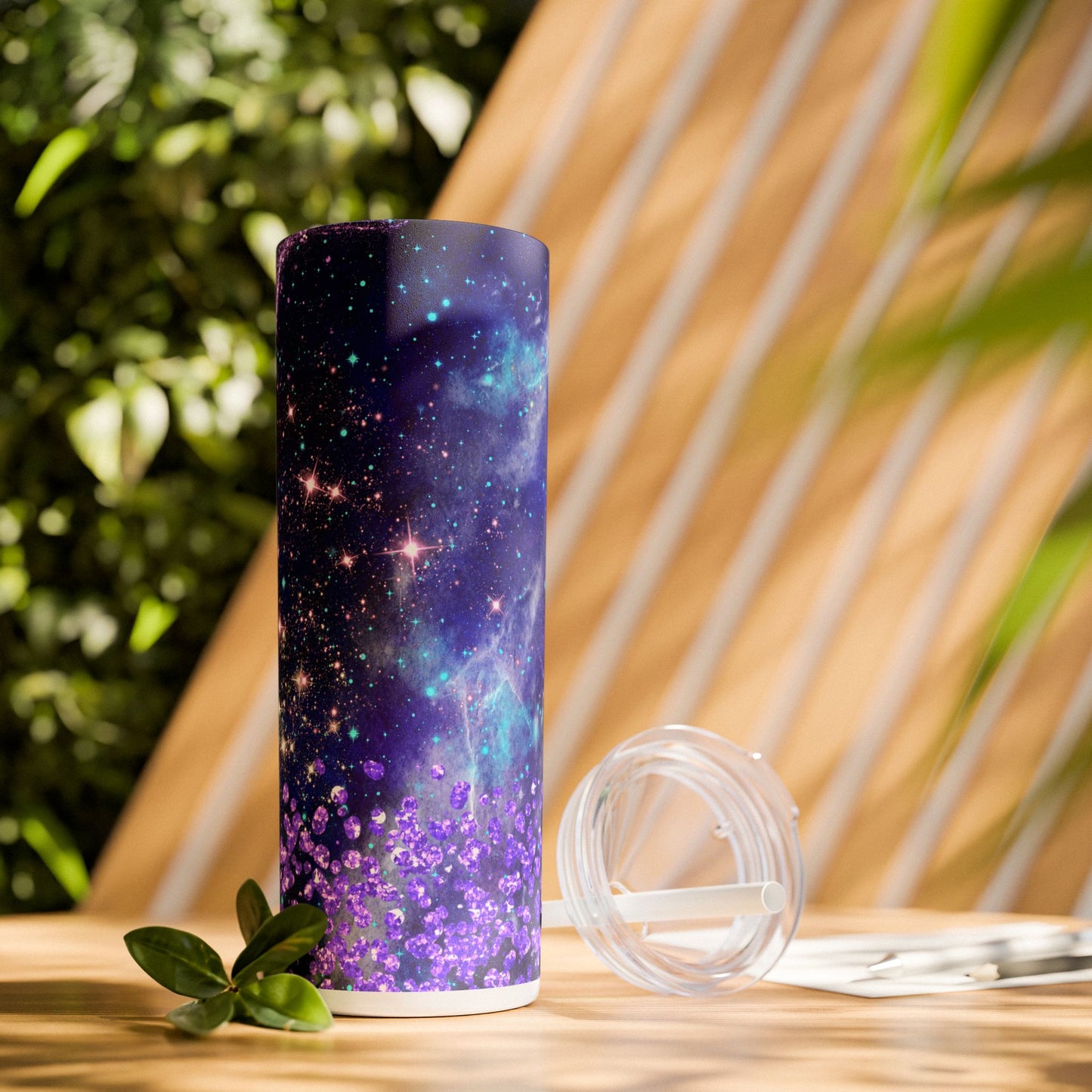 Blue Purple Glitter - SleekSip Skinny 20oz Tumbler with Straw