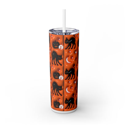 3D Inflated Halloween Bats - SleekSip Skinny 20oz Tumbler with Straw